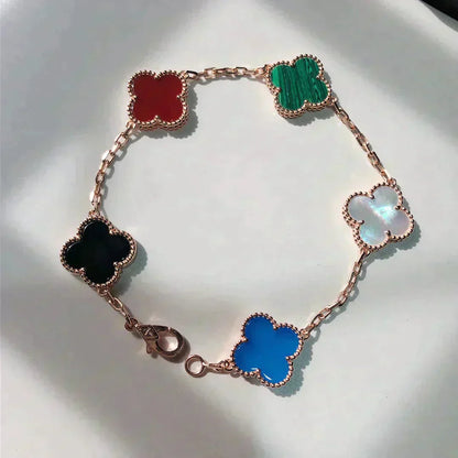 [Super Jewellery]CLOVER 5 MOTIFS MULTICOLOR BRACELET