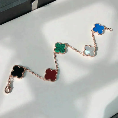 [Super Jewellery]CLOVER 5 MOTIFS MULTICOLOR BRACELET