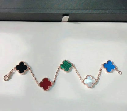 [Super Jewellery]CLOVER 5 MOTIFS MULTICOLOR BRACELET