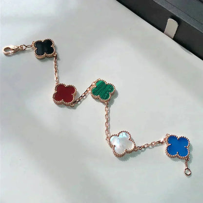 [Super Jewellery]CLOVER 5 MOTIFS MULTICOLOR BRACELET
