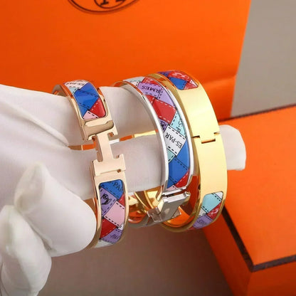 [Super Jewellery]H BRACELET DOTTED BORDER 12MM