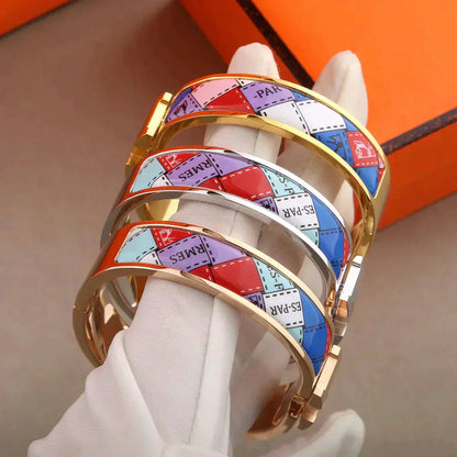 [Super Jewellery]H BRACELET DOTTED BORDER 12MM