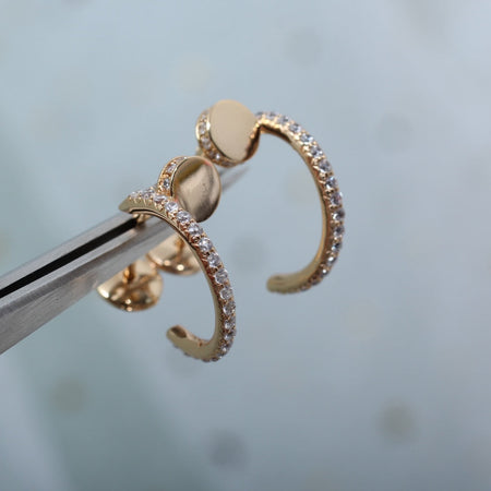 [Super Jewellery]JUSTE EARRINGS 12.75MM PINK GOLD DIAMOND