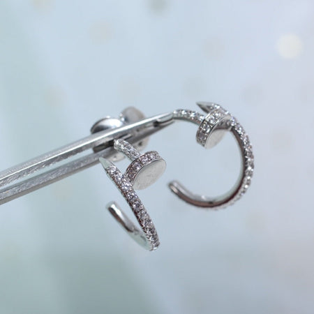 [Super Jewellery]JUSTE EARRINGS 12.75MM SILVER DIAMOND