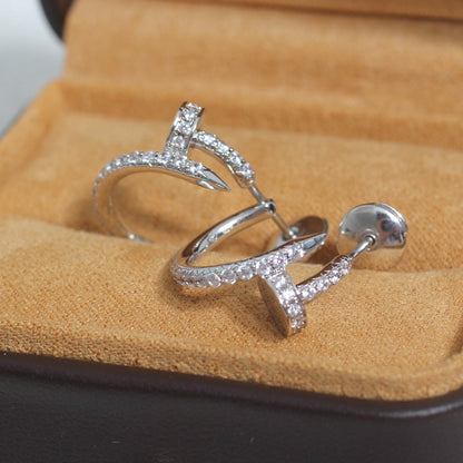[Super Jewellery]JUSTE EARRINGS 12.75MM SILVER DIAMOND