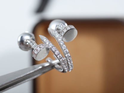 [Super Jewellery]JUSTE EARRINGS 12.75MM SILVER DIAMOND