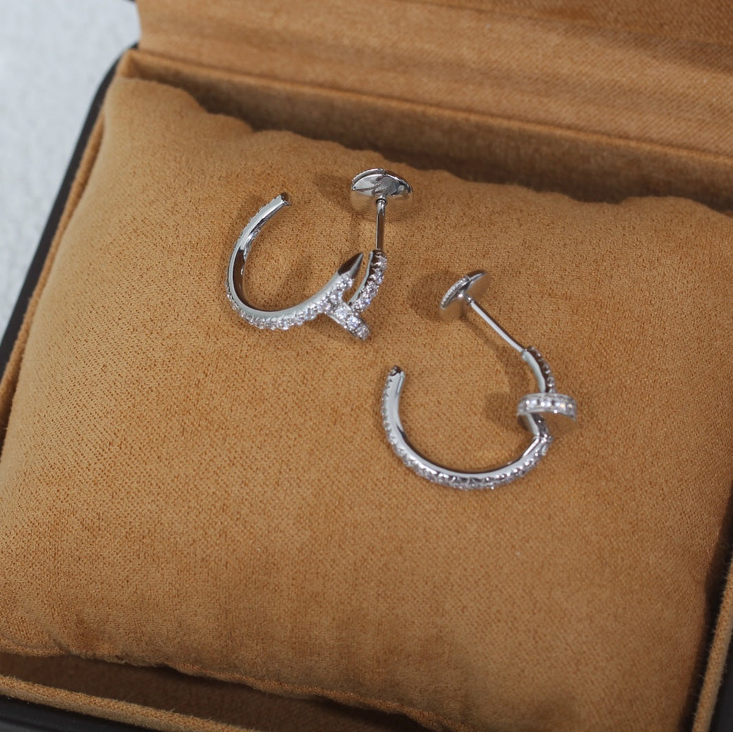 [Super Jewellery]JUSTE EARRINGS 12.75MM SILVER DIAMOND