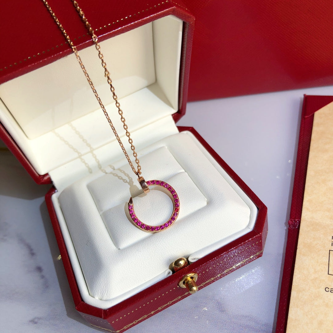 [Super CiCi ]JUSTE HALSKETTE GOLD ROT DIAMANTEN