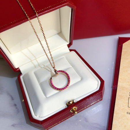 [Super Jewellery]JUSTE NECKLACE GOLD RED DIAMONDS