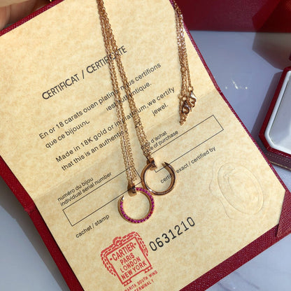 [Super Jewellery]JUSTE NECKLACE GOLD RED DIAMONDS