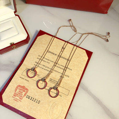 [Super Jewellery]JUSTE NECKLACE GOLD RED DIAMONDS