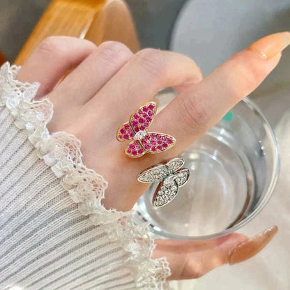 [Super Jewellery]TWIN BUTTERFLY DIAMOND RING