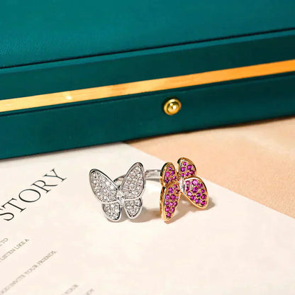 [Super Jewellery]TWIN BUTTERFLY DIAMOND RING