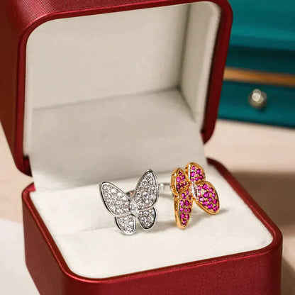 [Super Jewellery]TWIN BUTTERFLY DIAMOND RING