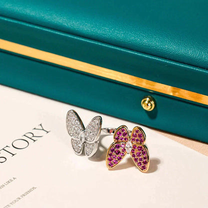 [Super Jewellery]TWIN BUTTERFLY DIAMOND RING