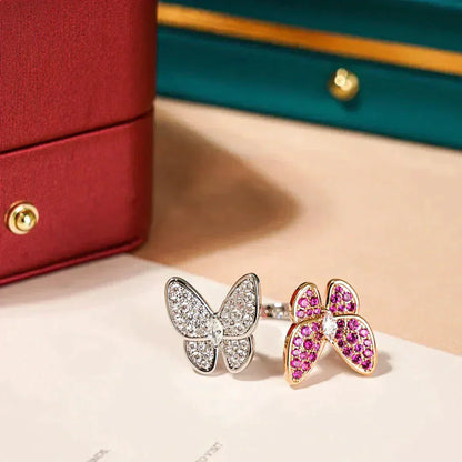 [Super Jewellery]TWIN BUTTERFLY DIAMOND RING
