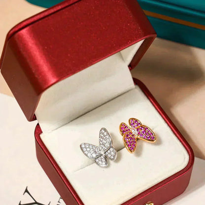 [Super Jewellery]TWIN BUTTERFLY DIAMOND RING