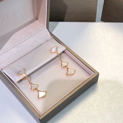 [Super]DREAM EARRINGS 3 MOTIFS DIAMOND MOP PINK GOLD