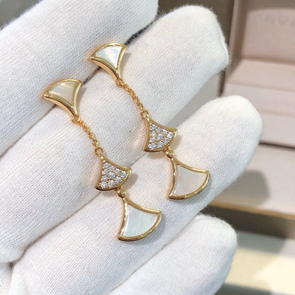 [Super]DREAM EARRINGS 3 MOTIFS DIAMOND MOP PINK GOLD