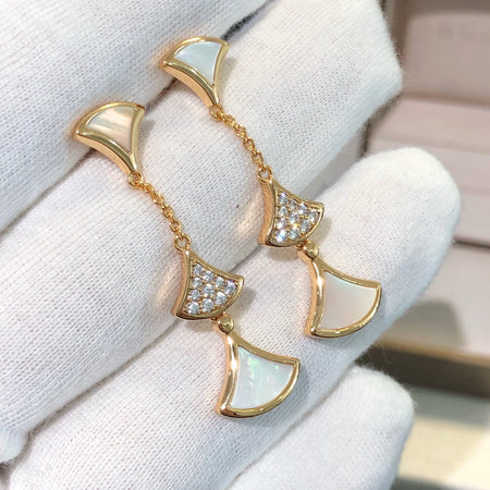 [Super]DREAM EARRINGS 3 MOTIFS DIAMOND MOP PINK GOLD