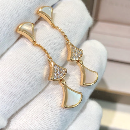 [Super]DREAM EARRINGS 3 MOTIFS DIAMOND MOP PINK GOLD