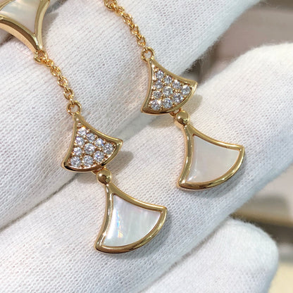 [Super]DREAM EARRINGS 3 MOTIFS DIAMOND MOP PINK GOLD