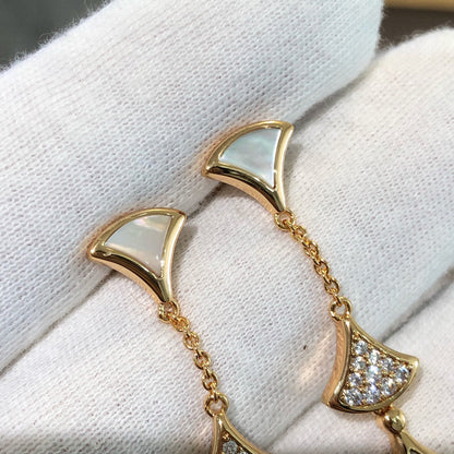[Super]DREAM EARRINGS 3 MOTIFS DIAMOND MOP PINK GOLD