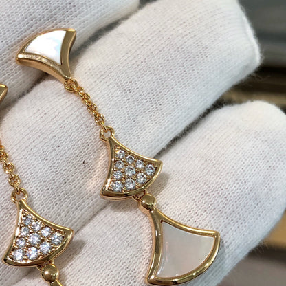 [Super]DREAM EARRINGS 3 MOTIFS DIAMOND MOP PINK GOLD