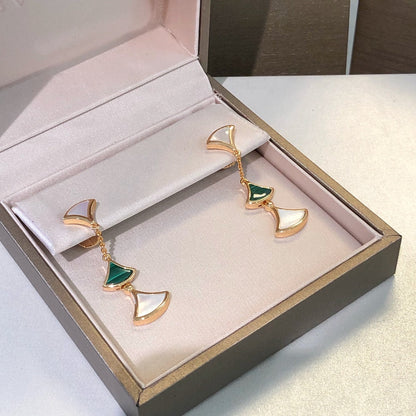 [Super]DREAM EARRINGS 3 MOTIFS MALACHITE MOP PINK GOLD