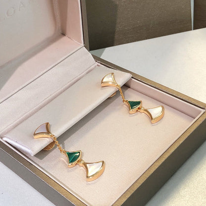 [Super]DREAM EARRINGS 3 MOTIFS MALACHITE MOP PINK GOLD