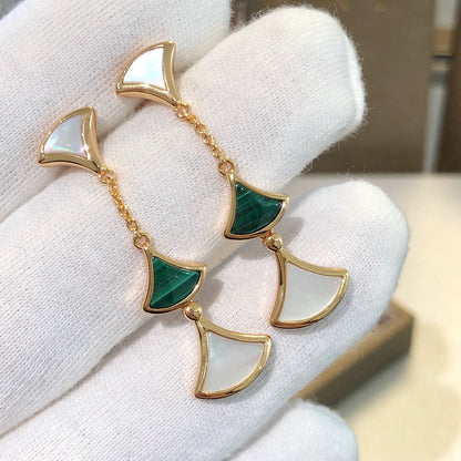 [Super]DREAM EARRINGS 3 MOTIFS MALACHITE MOP PINK GOLD