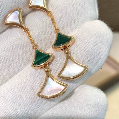 [Super]DREAM EARRINGS 3 MOTIFS MALACHITE MOP PINK GOLD