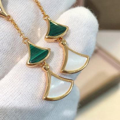 [Super]DREAM EARRINGS 3 MOTIFS MALACHITE MOP PINK GOLD