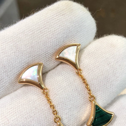[Super]DREAM EARRINGS 3 MOTIFS MALACHITE MOP PINK GOLD
