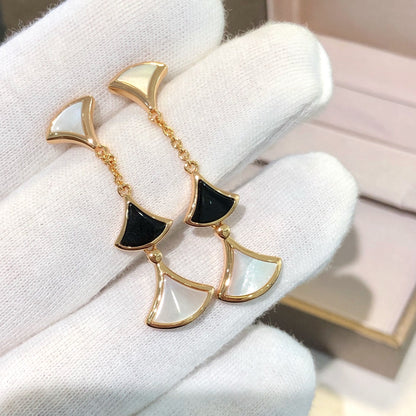 [Super]DREAM EARRINGS 3 MOTIFS ONYX MOP PINK GOLD
