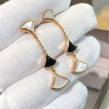 [Super]DREAM EARRINGS 3 MOTIFS ONYX MOP PINK GOLD
