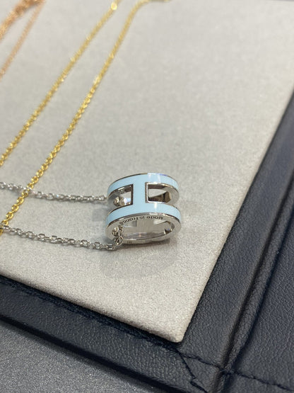 [Super Jewellery]POP H LIGHT BLUE NECKLACE