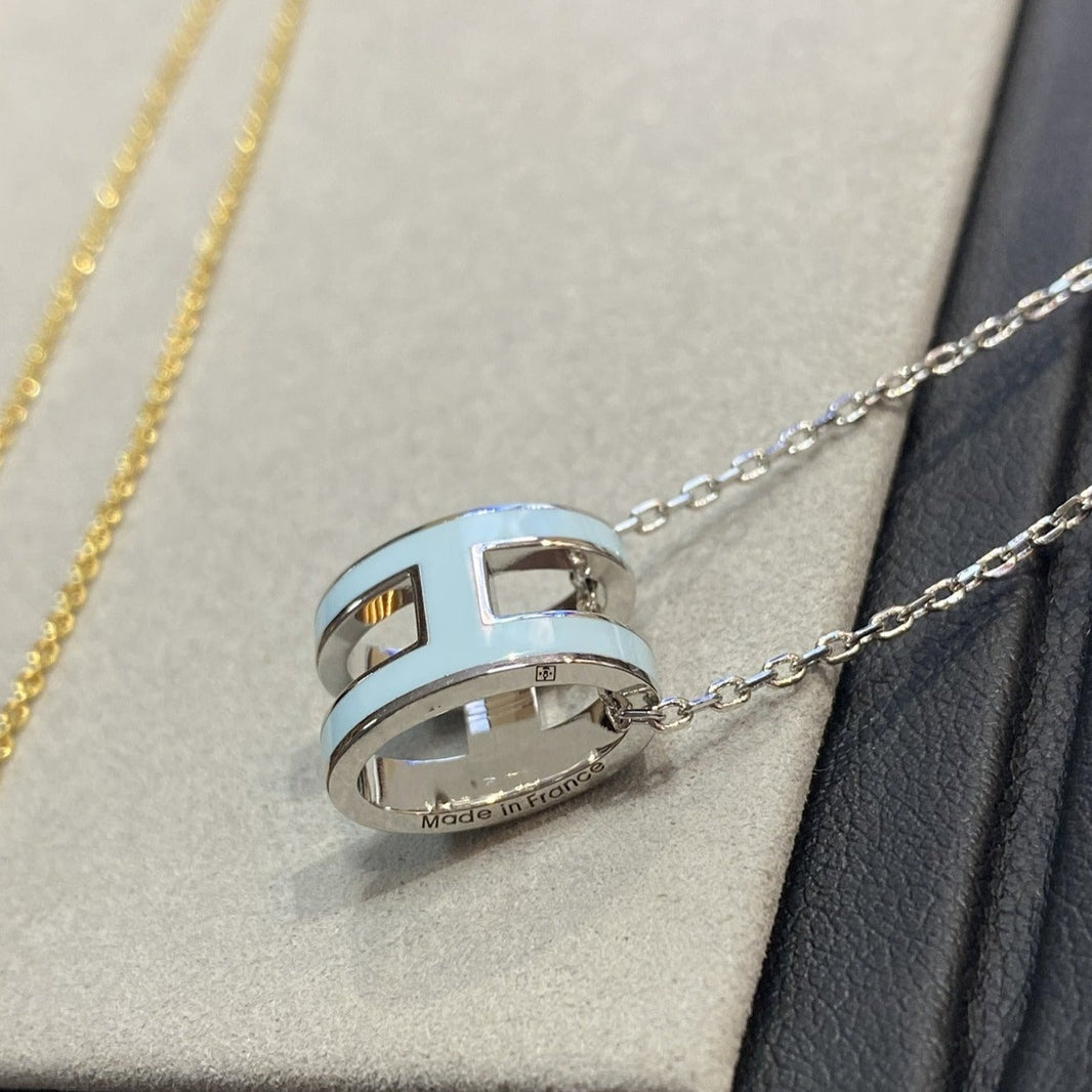 [Super Jewellery]POP H LIGHT BLUE NECKLACE