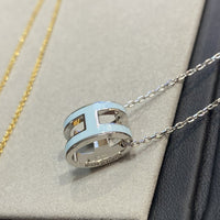 [Super Jewellery]POP H LIGHT BLUE NECKLACE