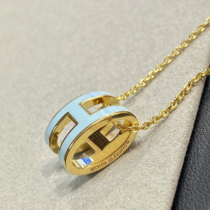 [Super Jewellery]POP H LIGHT BLUE NECKLACE