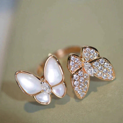 [Super Jewellery]TWIN BUTTERFLY DIAMOND MOP RING