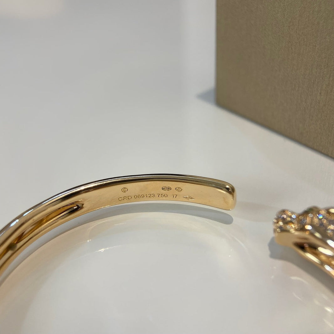 [Super Jewellery]PANTHERE GOLD DIAMOND OPEN BRACELET