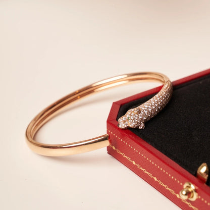 [Super Jewellery]PANTHERE ROSE GOLD DIAMOND OPEN BRACELET