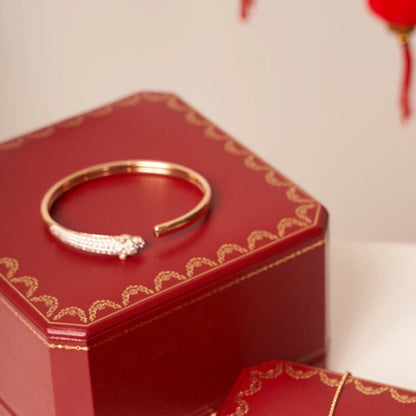 [Super Jewellery]PANTHERE ROSE GOLD DIAMOND OPEN BRACELET