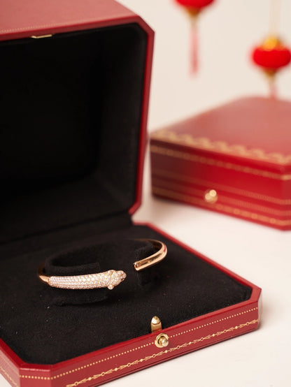 [Super Jewellery]PANTHERE ROSE GOLD DIAMOND OPEN BRACELET