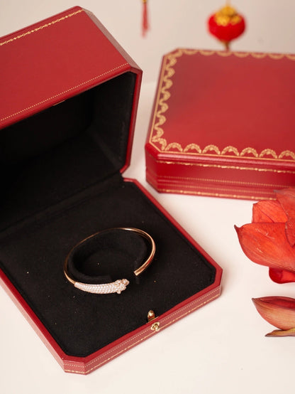 [Super Jewellery]PANTHERE ROSE GOLD DIAMOND OPEN BRACELET