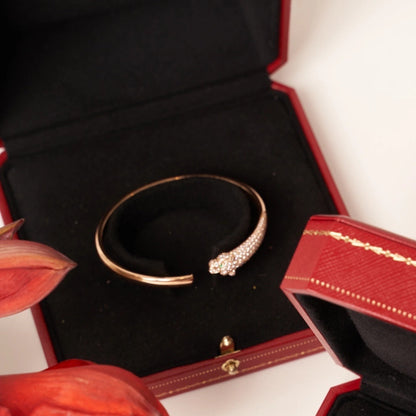 [Super Jewellery]PANTHERE ROSE GOLD DIAMOND OPEN BRACELET