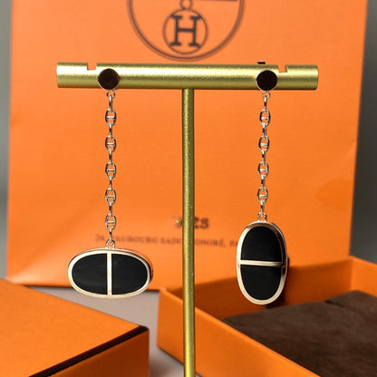 [Super Jewellery]CHAINE VERSO BLACK CERAMIC EARRINGS