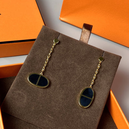 [Super Jewellery]CHAINE VERSO BLACK CERAMIC EARRINGS