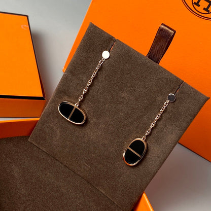 [Super Jewellery]CHAINE VERSO BLACK CERAMIC EARRINGS